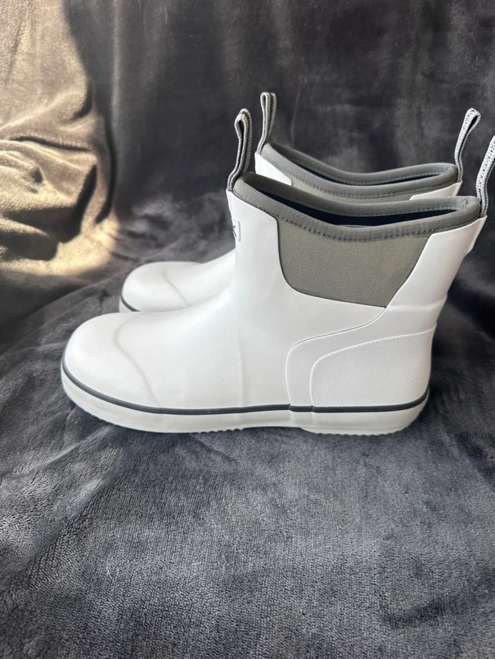 Huk Kids White & Gray Rain Boots